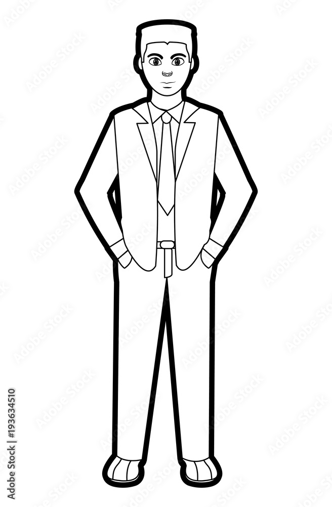 Outline Man With Elegant Clothes And Tie Style Stock Vector 