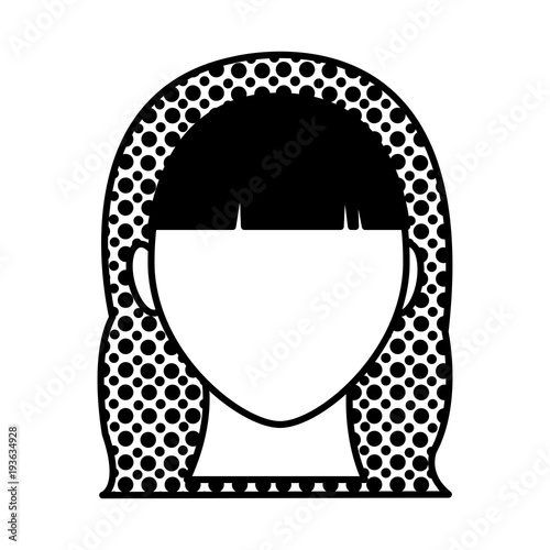 filing texture user woman head with hairstyle and faceless