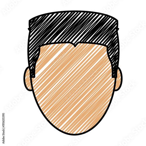 doodle avatar man head with hairstyle and faceless