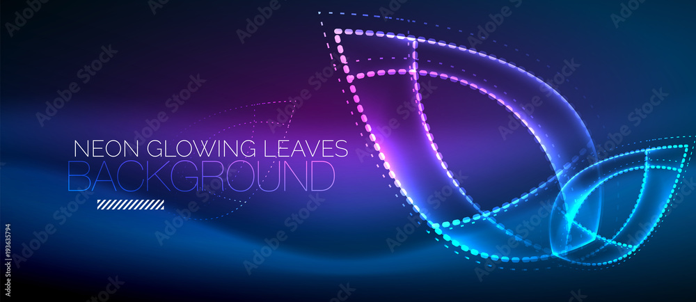 Neon leaf background, green energy concept Neon leaf background, green energy concept