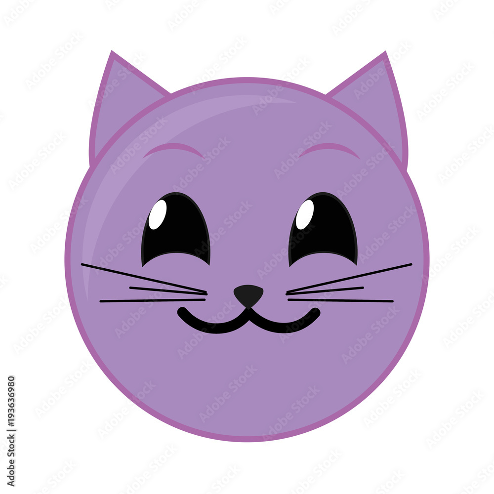 purple happy cat face emoji expression Stock Vector | Adobe Stock