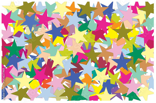 Multi color of star put overlap to pattern. colorful of geometry shape overlay to texture of backdrop.