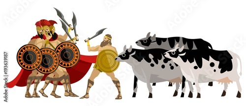 hercules labors with cattle of geryon monster greek titan