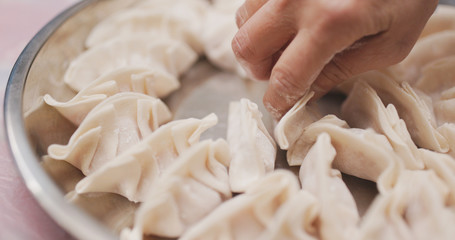 Making of meat dumpling at home