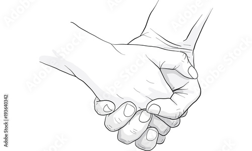 hand holding hand together vector
