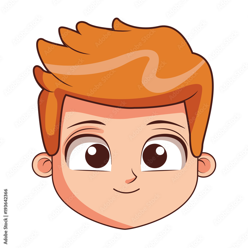 Cute boy face cartoon vector illustration graphic design