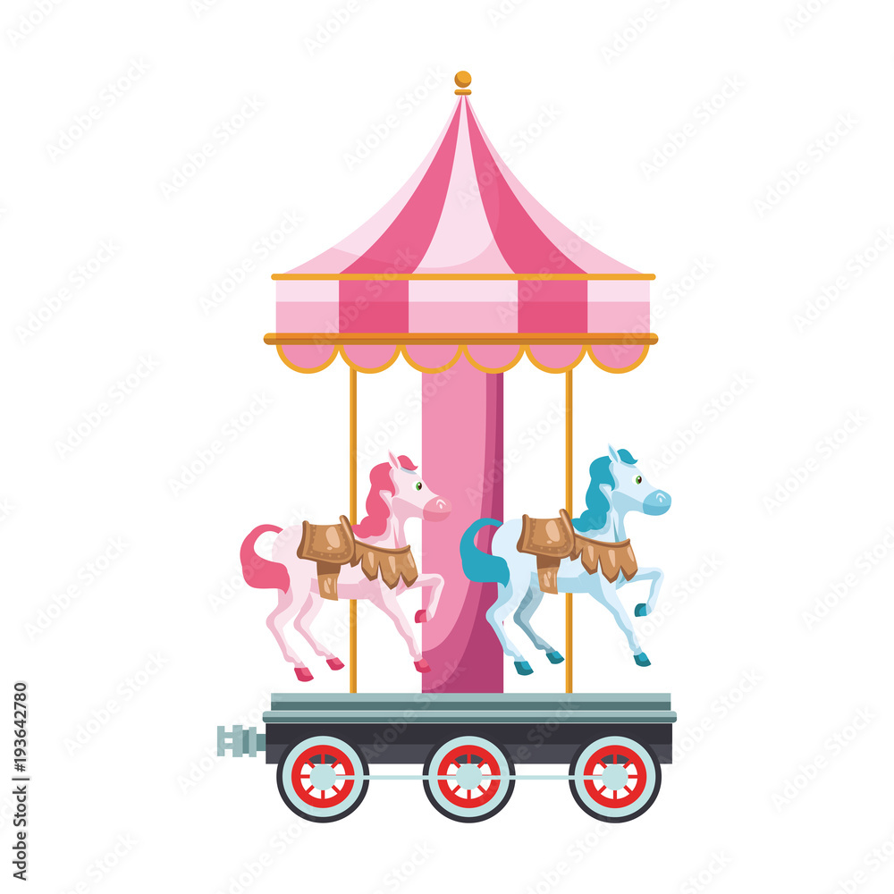 Obraz premium Cute carousel cartoon vector illustration graphic design