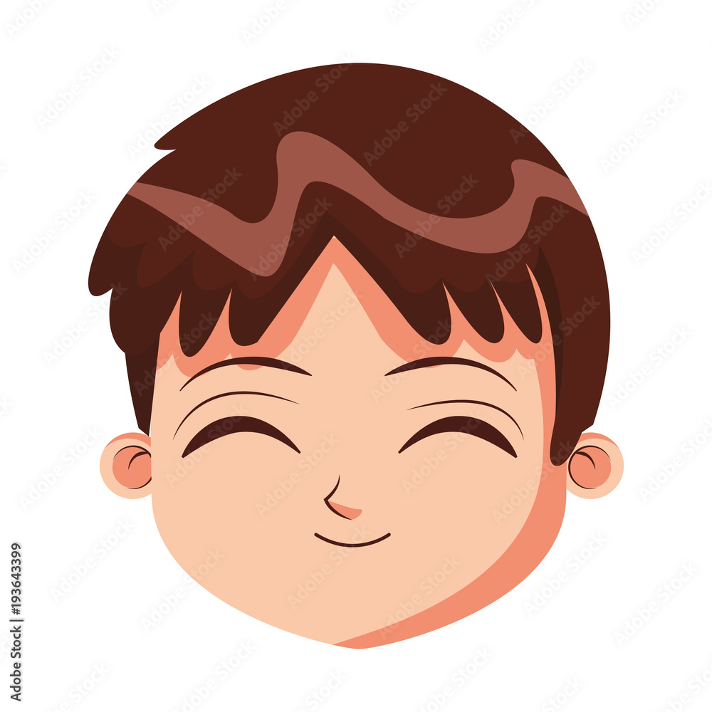 Cute boy face cartoon vector illustration graphic design
