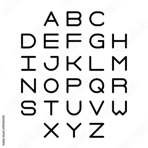 Vector of stylized thin font and alphabet. Vector alphabet letters. 