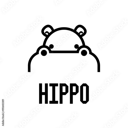 Hippo Head Logo design vector template. Hippopotamus animal Logotype concept lineart style. Vector illustration.