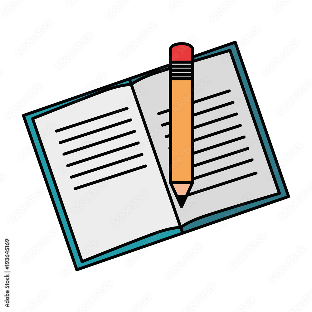 text book with pencil vector illustration design