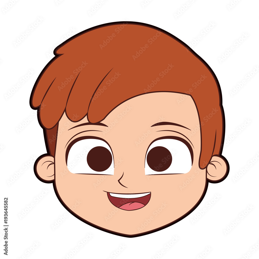 Cute boy face cartoon vector illustration graphic design