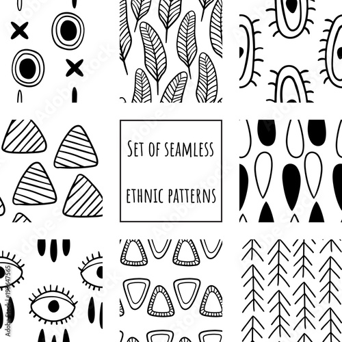 Vector seamless ethnic pattern hand-drawn