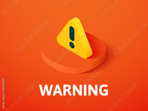 Warning isometric icon, isolated on color background
