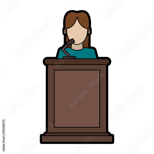 Witness female standing at tribune vector illustration graphic design