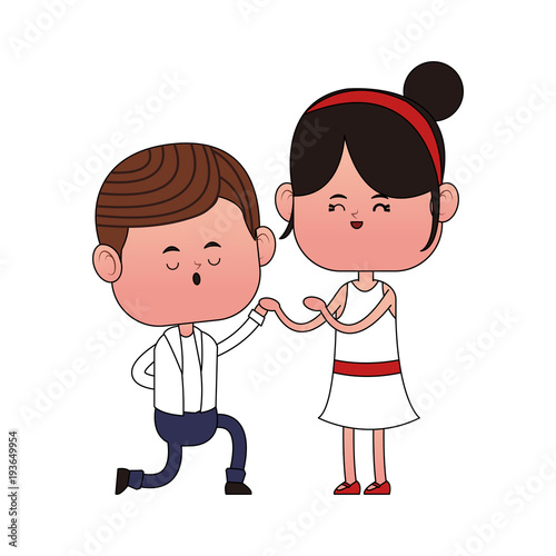 Cute boyfriend on knees cartoon vector illustration graphic design