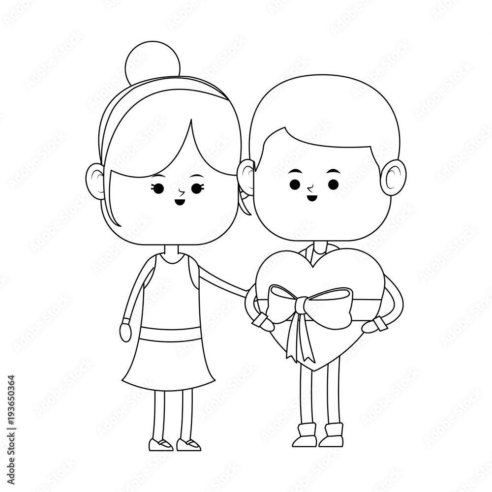 Cute couple with gift box cartoon vector illustration graphic design Cute couple with gift box cartoon vector illustration graphic design
