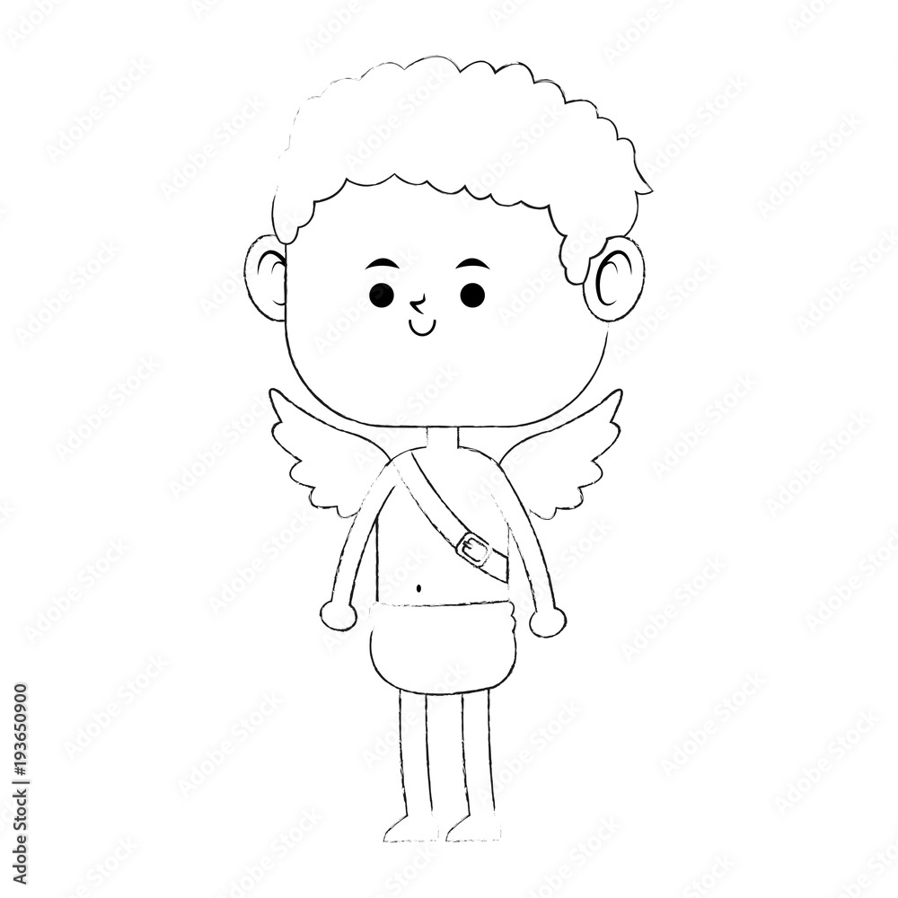 Cupid with bow shooting love vector illustration graphic design