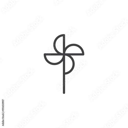 Windmill toy outline icon. linear style sign for mobile concept and web design. Pinwheel simple line vector icon. Symbol, logo illustration. Pixel perfect vector graphics