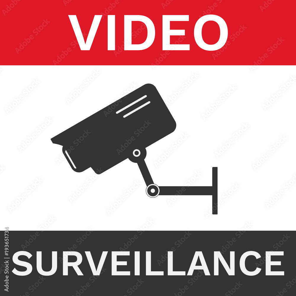 Video surveillance sign. Security camera icon. Vector.