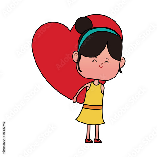 Girl with gift box heart shaped vector illustration graphic design