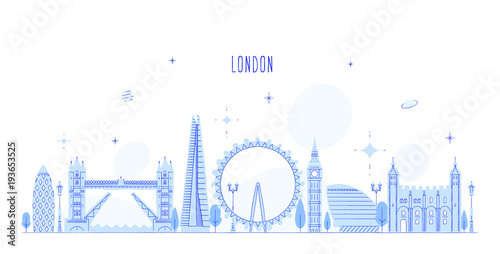 London skyline England UK vector city buildings
