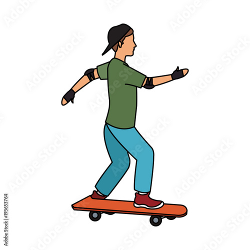 Boy on skateboard icon vector illustration graphic design