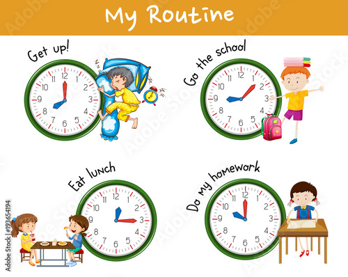 Children activities at different times of day