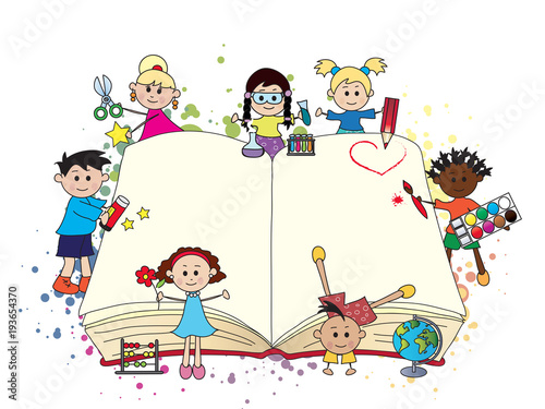 children with book