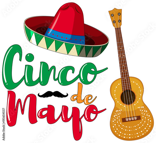 Cinco de Mayo poster design with hat and guitar