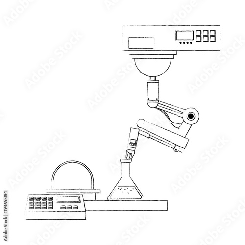 Factory robot arm with conveyor icon vector illustration graphic design