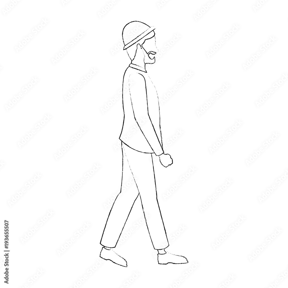Man walking cartoon icon vector illustration graphic design