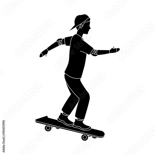Boy on skateboard icon vector illustration graphic design