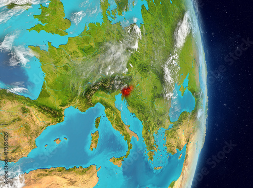 Orbit view of Slovenia in red