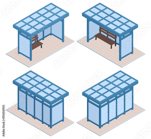 transport isometric blue station selection