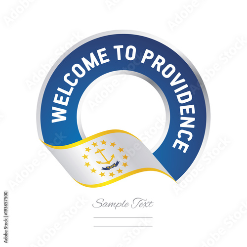 Welcome to Providence Rhode Island flag ribbon  travel logo icon stamp