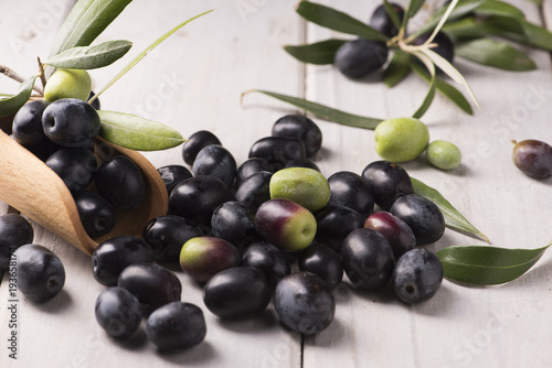 Black Olives on a white table