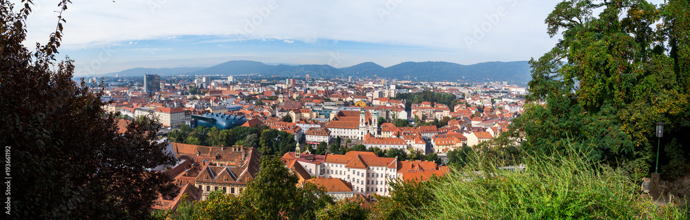 Graz Old Town Cityscape Aerial View