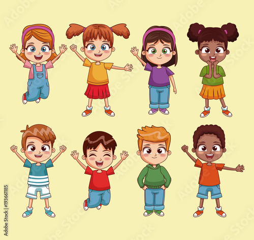 Collection of kids cartoon vector illustration graphic design