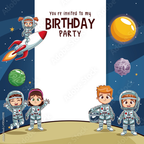 Birthday kids invitation party card vector illustration graphic design