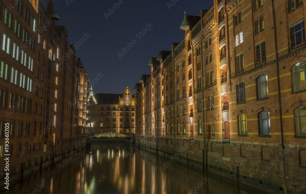 Night light in  Hamburg Speicherstadt