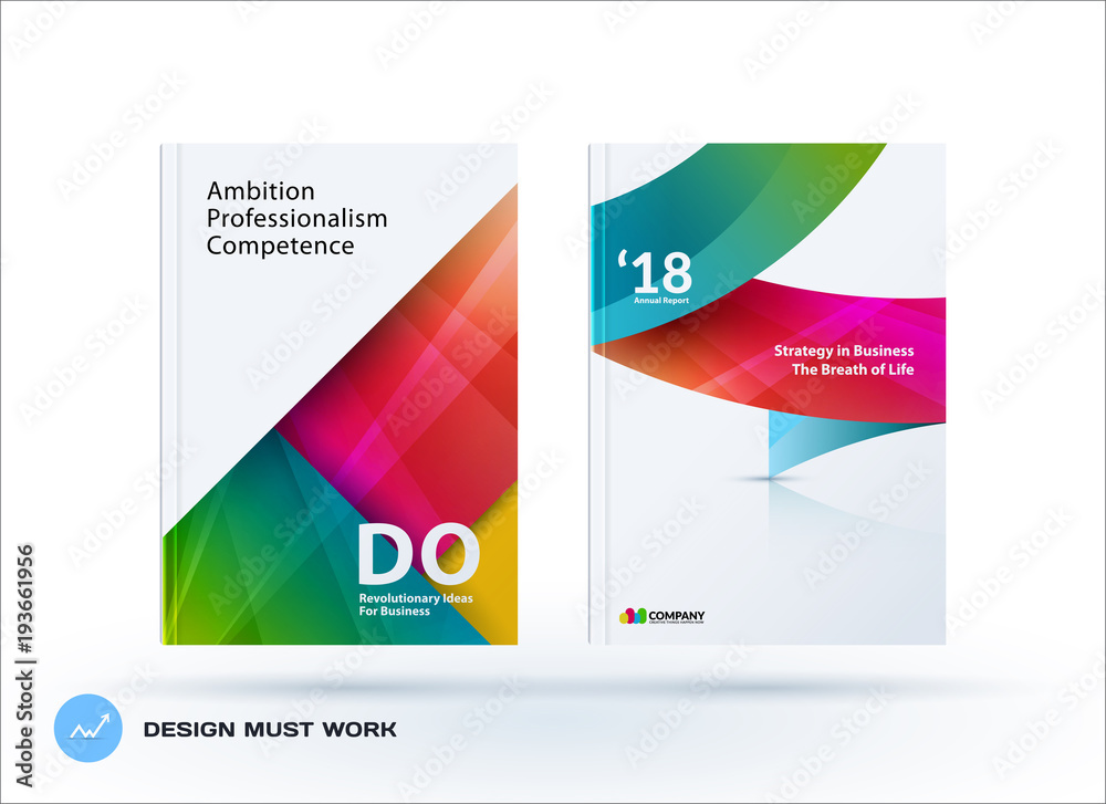 Material design of business brochure set, abstract horizontal cover