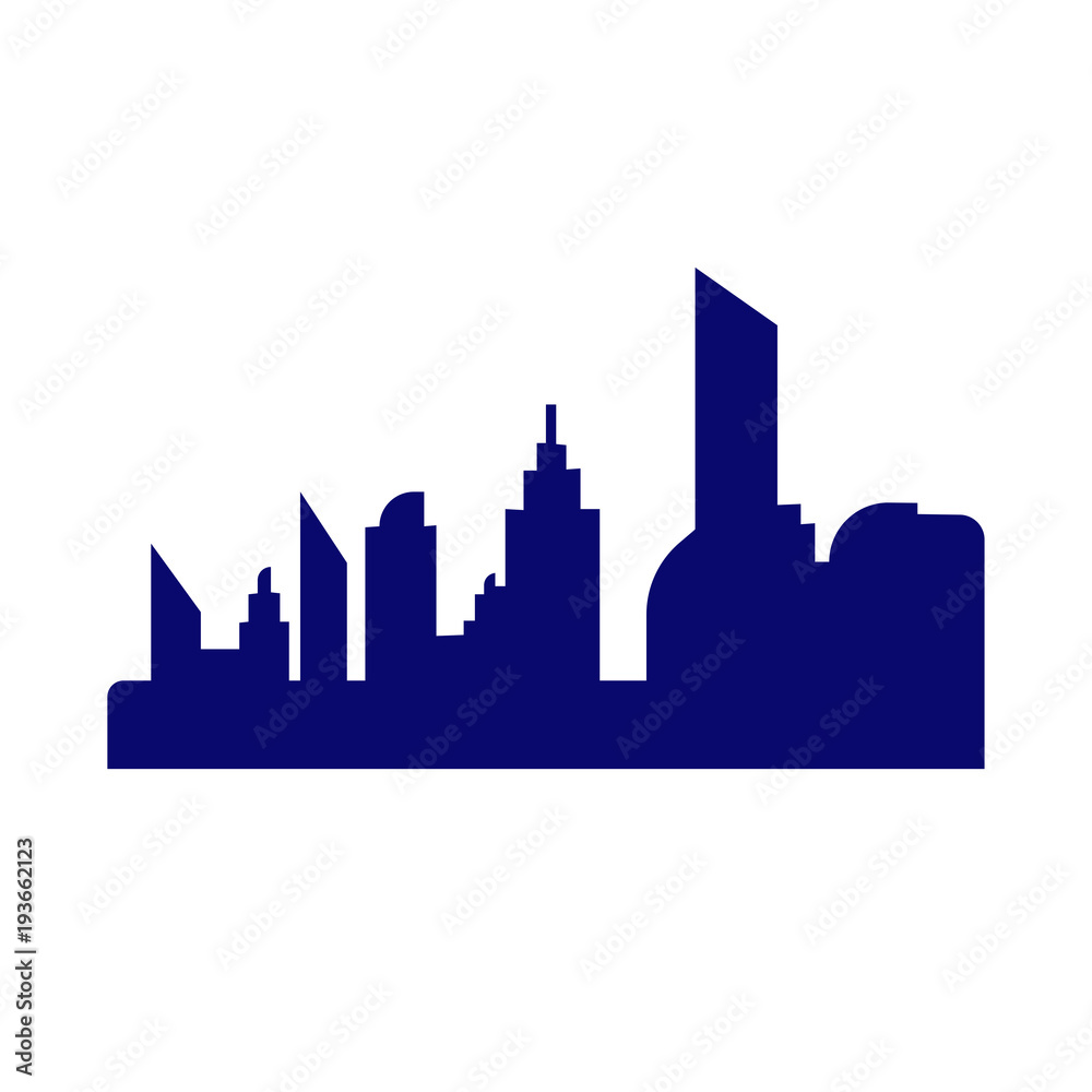 Apartments, city buildings skyline vector icon. Modern flat isolated illustration for web site or mobile app