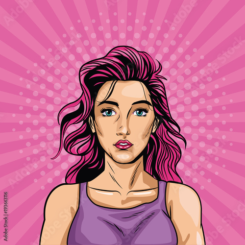 Fashion woman pop art cartoon vector illustration graphic design