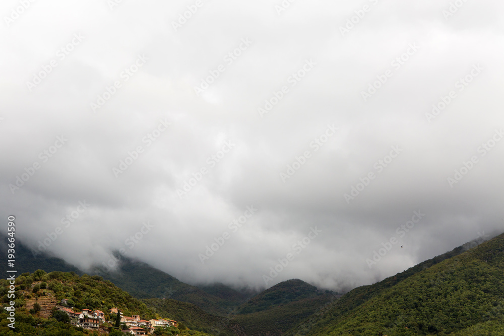 mountains in Montenegro with clouds and fog mountains in Montenegro with clouds and fog
