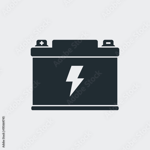 Icono plano bateria electrica en fondo gris
