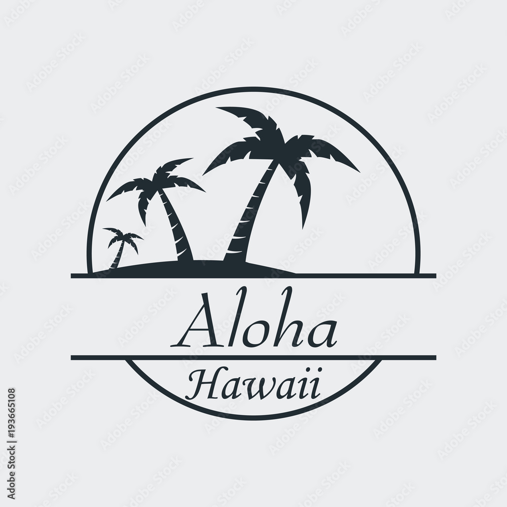 Icono plano Aloha Hawaii en fondo gris