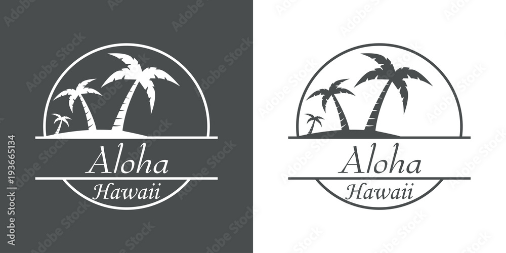 Icono plano Aloha Hawaii en gris y blanco