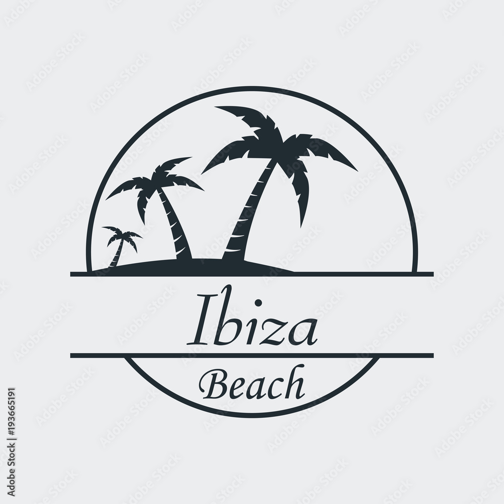 Icono plano Ibiza Beach en fondo gris