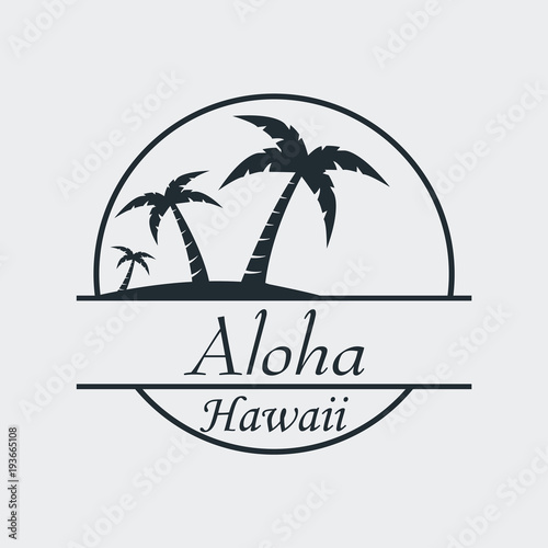 Icono plano Aloha Hawaii en fondo gris